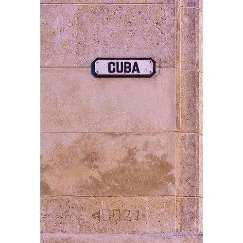 Cuba street sign on pink wall in Old Havana-La Habana Vieja-Cuba